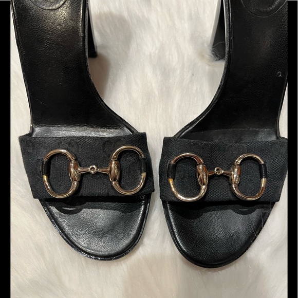 Gucci Monogram Horsebit Slip On Mules - Picture 8 of 14